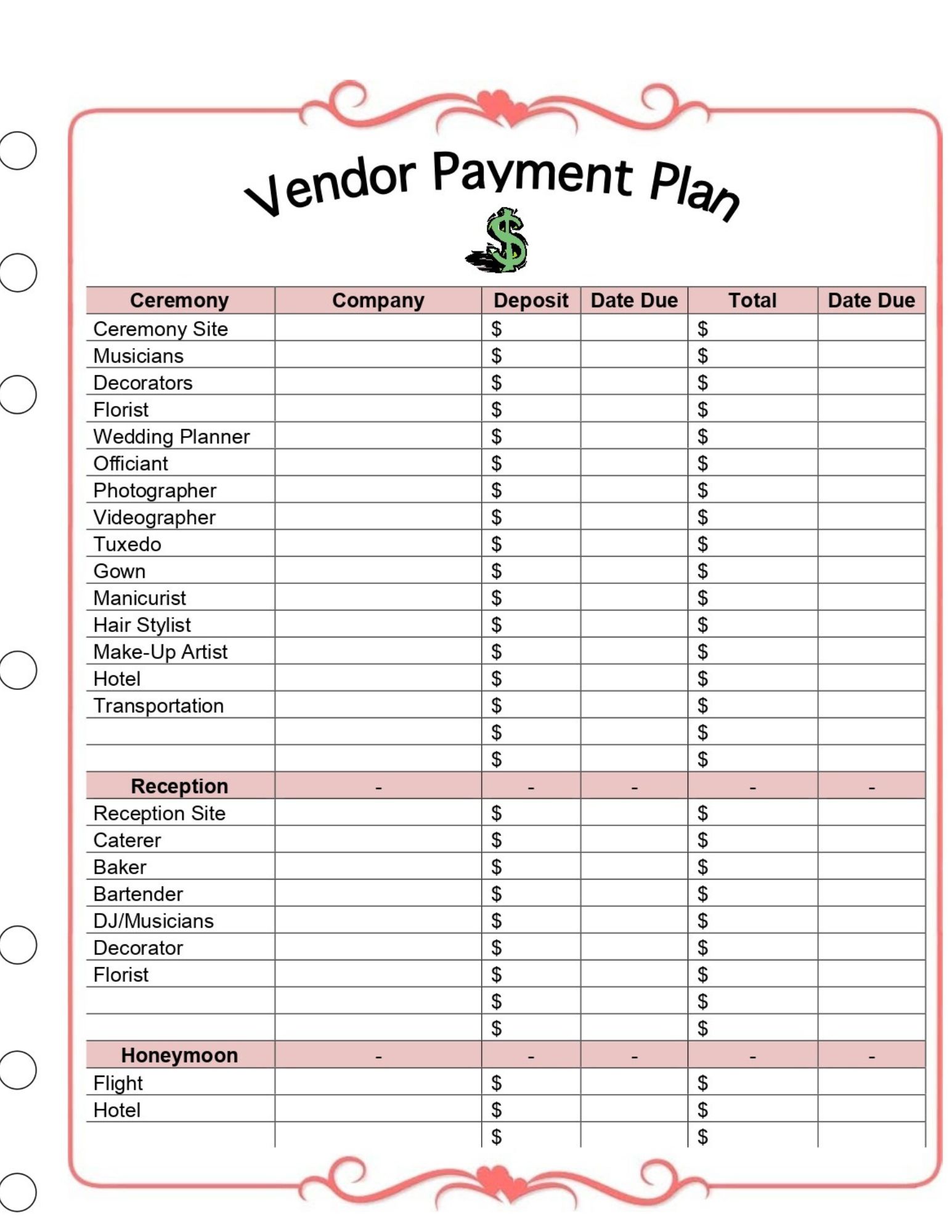 Vendor Payment Plan